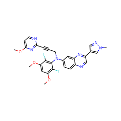 COc1ccnc(C#CCN(c2ccc3ncc(-c4cnn(C)c4)nc3c2)c2c(F)c(OC)cc(OC)c2F)n1 ZINC000219383546