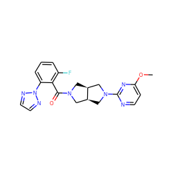 COc1ccnc(N2C[C@H]3CN(C(=O)c4c(F)cccc4-n4nccn4)C[C@H]3C2)n1 ZINC000167145265