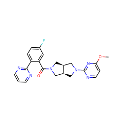 COc1ccnc(N2C[C@H]3CN(C(=O)c4cc(F)ccc4-c4ncccn4)C[C@H]3C2)n1 ZINC000116827907