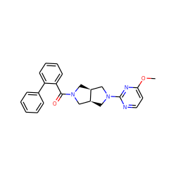 COc1ccnc(N2C[C@H]3CN(C(=O)c4ccccc4-c4ccccc4)C[C@H]3C2)n1 ZINC000116822902