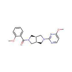 COc1ccnc(N2C[C@H]3CN(C(=O)c4ccccc4OC)C[C@H]3C2)n1 ZINC000116828029