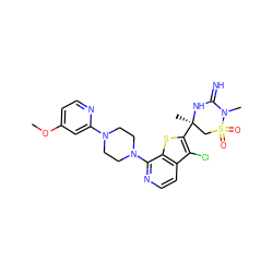 COc1ccnc(N2CCN(c3nccc4c(Cl)c([C@]5(C)CS(=O)(=O)N(C)C(=N)N5)sc34)CC2)c1 ZINC001772645497