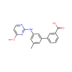 COc1ccnc(Nc2cc(C)cc(-c3cccc(C(=O)O)c3)c2)n1 ZINC000211036218