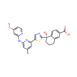 COc1ccnc(Nc2cc(C)cc(-c3cnc([C@]4(O)CCCc5cc(C(=O)O)ccc54)s3)n2)c1 ZINC000141833716