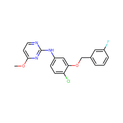 COc1ccnc(Nc2ccc(Cl)c(OCc3cccc(F)c3)c2)n1 ZINC000103248608