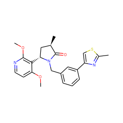 COc1ccnc(OC)c1[C@@H]1C[C@@H](C)C(=O)N1Cc1cccc(-c2csc(C)n2)c1 ZINC000167322340