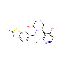COc1ccnc(OC)c1[C@@H]1CCCC(=O)N1Cc1ccc2nc(C)sc2c1 ZINC000215900443