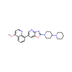 COc1ccnc2c(-c3cnc4nc(N5CCC(N6CCCCC6)CC5)oc4c3)cccc12 ZINC000073311259