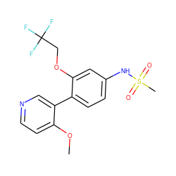 COc1ccncc1-c1ccc(NS(C)(=O)=O)cc1OCC(F)(F)F ZINC000114027979