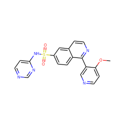 COc1ccncc1-c1nccc2cc(S(=O)(=O)Nc3ccncn3)ccc12 ZINC000225037025