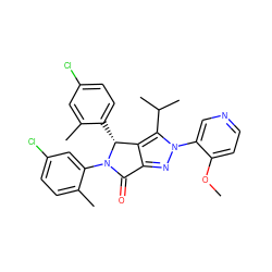 COc1ccncc1-n1nc2c(c1C(C)C)[C@@H](c1ccc(Cl)cc1C)N(c1cc(Cl)ccc1C)C2=O ZINC000224084327