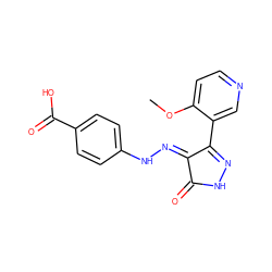 COc1ccncc1C1=NNC(=O)/C1=N\Nc1ccc(C(=O)O)cc1 ZINC000049089145