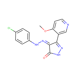 COc1ccncc1C1=NNC(=O)/C1=N\Nc1ccc(Cl)cc1 ZINC000049051564