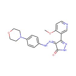 COc1ccncc1C1=NNC(=O)/C1=N\Nc1ccc(N2CCOCC2)cc1 ZINC000049034803