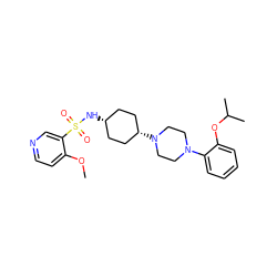 COc1ccncc1S(=O)(=O)N[C@H]1CC[C@@H](N2CCN(c3ccccc3OC(C)C)CC2)CC1 ZINC000100070043