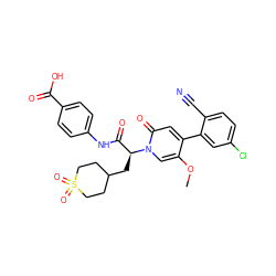 COc1cn([C@@H](CC2CCS(=O)(=O)CC2)C(=O)Nc2ccc(C(=O)O)cc2)c(=O)cc1-c1cc(Cl)ccc1C#N ZINC001772600642