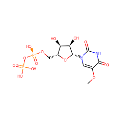 COc1cn([C@@H]2O[C@H](CO[P@@](=O)(O)OP(=O)(O)O)[C@@H](O)[C@H]2O)c(=O)[nH]c1=O ZINC000045336702