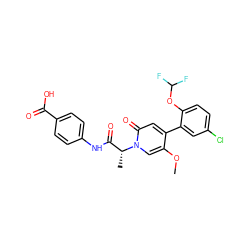 COc1cn([C@H](C)C(=O)Nc2ccc(C(=O)O)cc2)c(=O)cc1-c1cc(Cl)ccc1OC(F)F ZINC001772576098