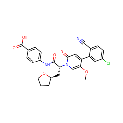 COc1cn([C@H](C[C@H]2CCCO2)C(=O)Nc2ccc(C(=O)O)cc2)c(=O)cc1-c1cc(Cl)ccc1C#N ZINC001772586677