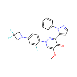 COc1cn(-c2ccc(N3CC(F)(F)C3)cc2F)nc(-c2ccnn2-c2ccccc2)c1=O ZINC000095572776