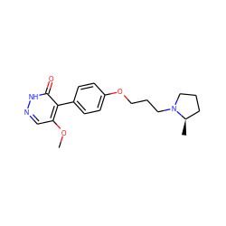 COc1cn[nH]c(=O)c1-c1ccc(OCCCN2CCC[C@H]2C)cc1 ZINC000084669263