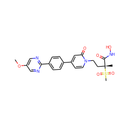 COc1cnc(-c2ccc(-c3ccn(CC[C@](C)(C(=O)NO)S(C)(=O)=O)c(=O)c3)cc2)nc1 ZINC000084587710