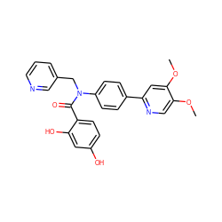 COc1cnc(-c2ccc(N(Cc3cccnc3)C(=O)c3ccc(O)cc3O)cc2)cc1OC ZINC000653668772