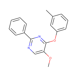 COc1cnc(-c2ccccc2)nc1Oc1cccc(C)c1 ZINC000001383987