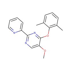 COc1cnc(-c2ccccn2)nc1Oc1c(C)cccc1C ZINC000001385896