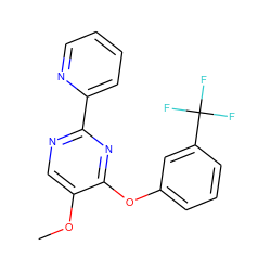 COc1cnc(-c2ccccn2)nc1Oc1cccc(C(F)(F)F)c1 ZINC000003128551