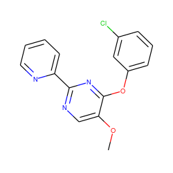 COc1cnc(-c2ccccn2)nc1Oc1cccc(Cl)c1 ZINC000003128557