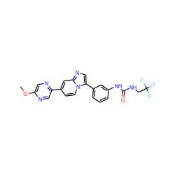 COc1cnc(-c2ccn3c(-c4cccc(NC(=O)NCC(F)(F)F)c4)cnc3c2)cn1 ZINC000147020521