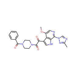 COc1cnc(-n2cnc(C)n2)c2[nH]cc(C(=O)C(=O)N3CCN(C(=O)c4ccccc4)CC3)c12 ZINC000034815611