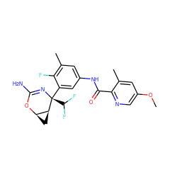 COc1cnc(C(=O)Nc2cc(C)c(F)c([C@@]3(C(F)F)N=C(N)O[C@@H]4C[C@@H]43)c2)c(C)c1 ZINC000226080221