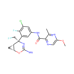 COc1cnc(C(=O)Nc2cc(Cl)c(F)c([C@@]3(CF)N=C(N)O[C@@H]4C[C@@H]43)c2)c(C)n1 ZINC000226080793