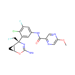 COc1cnc(C(=O)Nc2cc(F)c(Cl)c([C@]3(CF)N=C(N)O[C@H]4C[C@H]43)c2)cn1 ZINC000225091193