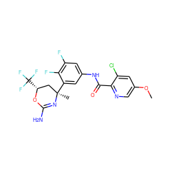 COc1cnc(C(=O)Nc2cc(F)c(F)c([C@]3(C)C[C@@H](C(F)(F)F)OC(N)=N3)c2)c(Cl)c1 ZINC000221203404