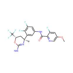 COc1cnc(C(=O)Nc2cc(F)c(F)c([C@]3(C)C[C@@H](C(F)(F)F)OC(N)=N3)c2)c(F)c1 ZINC000223557831