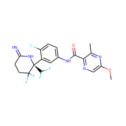 COc1cnc(C(=O)Nc2ccc(F)c([C@@]3(C(F)F)NC(=N)CCC3(F)F)c2)c(C)n1 ZINC001772635942