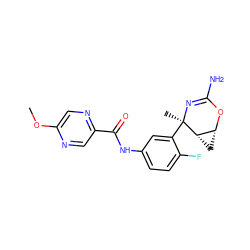 COc1cnc(C(=O)Nc2ccc(F)c([C@@]3(C)N=C(N)O[C@@H]4C[C@@H]43)c2)cn1 ZINC000226050910