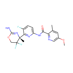 COc1cnc(C(=O)Nc2ccc(F)c([C@@]3(C)N=C(N)OCC3(F)F)n2)c(C)c1 ZINC000205889487