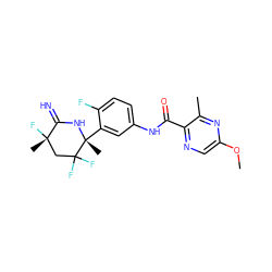 COc1cnc(C(=O)Nc2ccc(F)c([C@@]3(C)NC(=N)[C@@](C)(F)CC3(F)F)c2)c(C)n1 ZINC001772638038