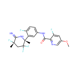 COc1cnc(C(=O)Nc2ccc(F)c([C@@]3(C)NC(=N)[C@@](C)(F)CC3(F)F)c2)c(F)c1 ZINC001772653181