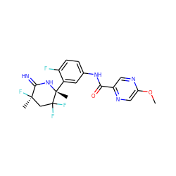 COc1cnc(C(=O)Nc2ccc(F)c([C@@]3(C)NC(=N)[C@](C)(F)CC3(F)F)c2)cn1 ZINC001772583341