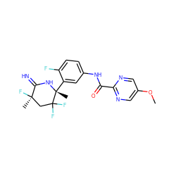 COc1cnc(C(=O)Nc2ccc(F)c([C@@]3(C)NC(=N)[C@](C)(F)CC3(F)F)c2)nc1 ZINC001772599855