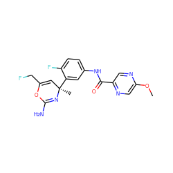 COc1cnc(C(=O)Nc2ccc(F)c([C@]3(C)C=C(CF)OC(N)=N3)c2)cn1 ZINC000147609520