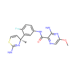 COc1cnc(C(=O)Nc2ccc(F)c([C@]3(C)C=CSC(N)=N3)c2)c(N)n1 ZINC000147046591