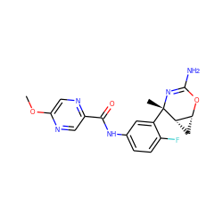 COc1cnc(C(=O)Nc2ccc(F)c([C@]3(C)N=C(N)O[C@@H]4C[C@@H]43)c2)cn1 ZINC000226050885