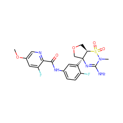 COc1cnc(C(=O)Nc2ccc(F)c([C@]34COC[C@H]3S(=O)(=O)N(C)C(N)=N4)c2)c(F)c1 ZINC000205399751