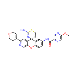 COc1cnc(C(=O)Nc2ccc3c(c2)[C@@]2(CCSC(N)=N2)c2cc(C4=CCOCC4)ncc2O3)cn1 ZINC000205162715